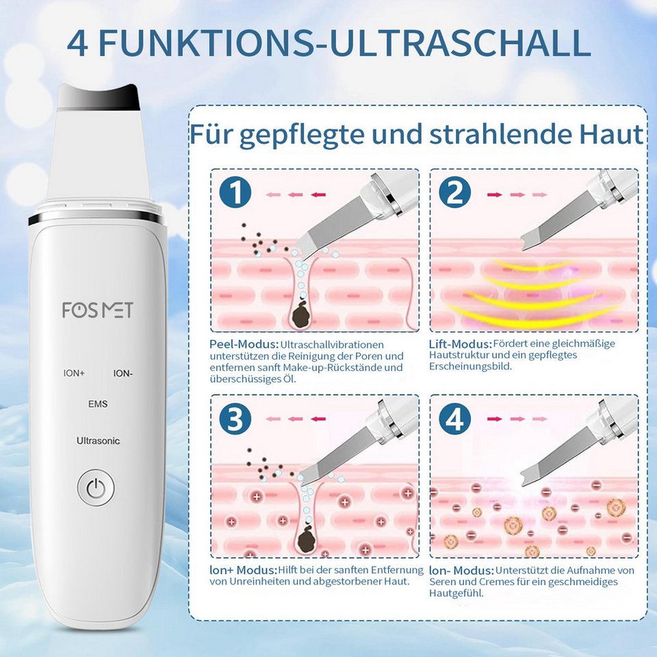 FOSMET Porenreiniger Ultraschall Skin Scrubber